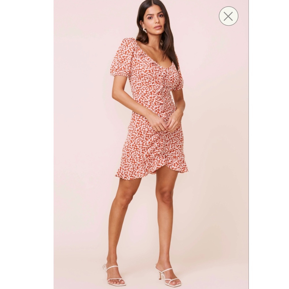 SHIRRED RUFFLE MINI DRESS - Picture 2 of 4